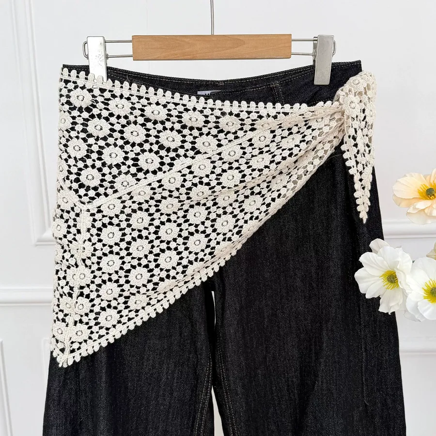 Lace Triangle Scarf with Hollow Out view 6
