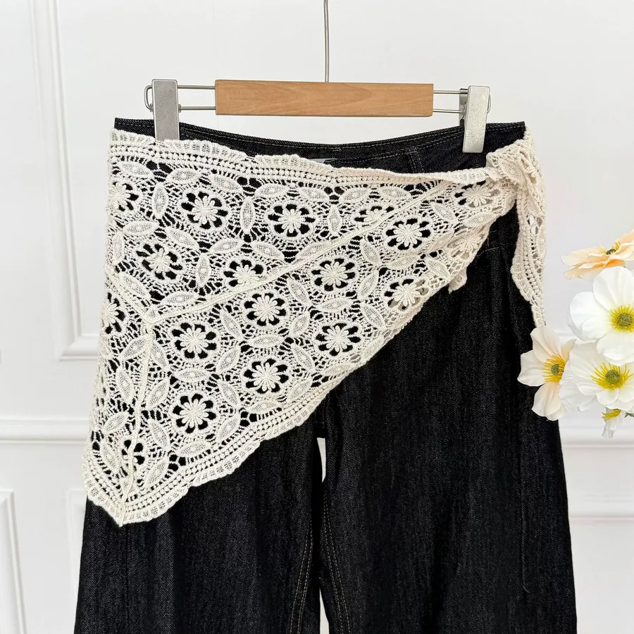 Lace Triangle Scarf with Hollow Out view 7