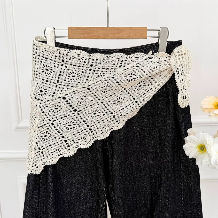 Lace Triangle Scarf with Hollow Out view 8