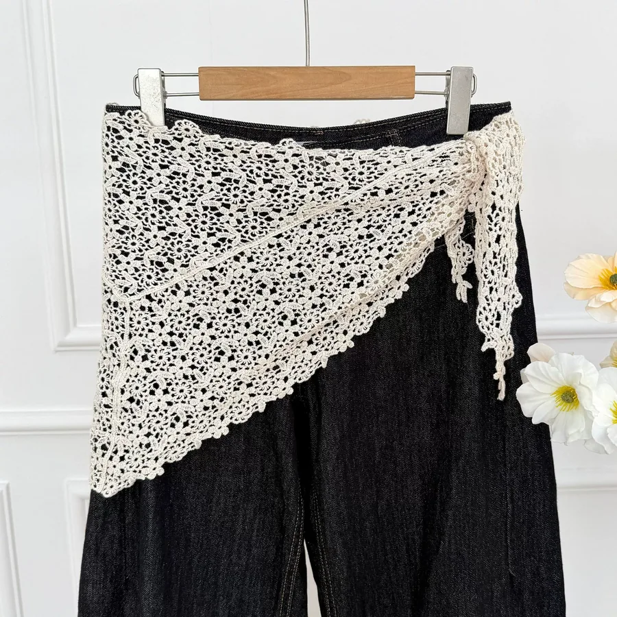Lace Triangle Scarf with Hollow Out view 10