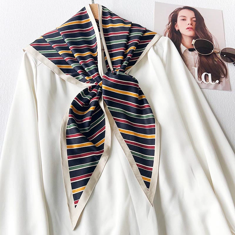 Polyester Stripe Triangle Scarf view 4