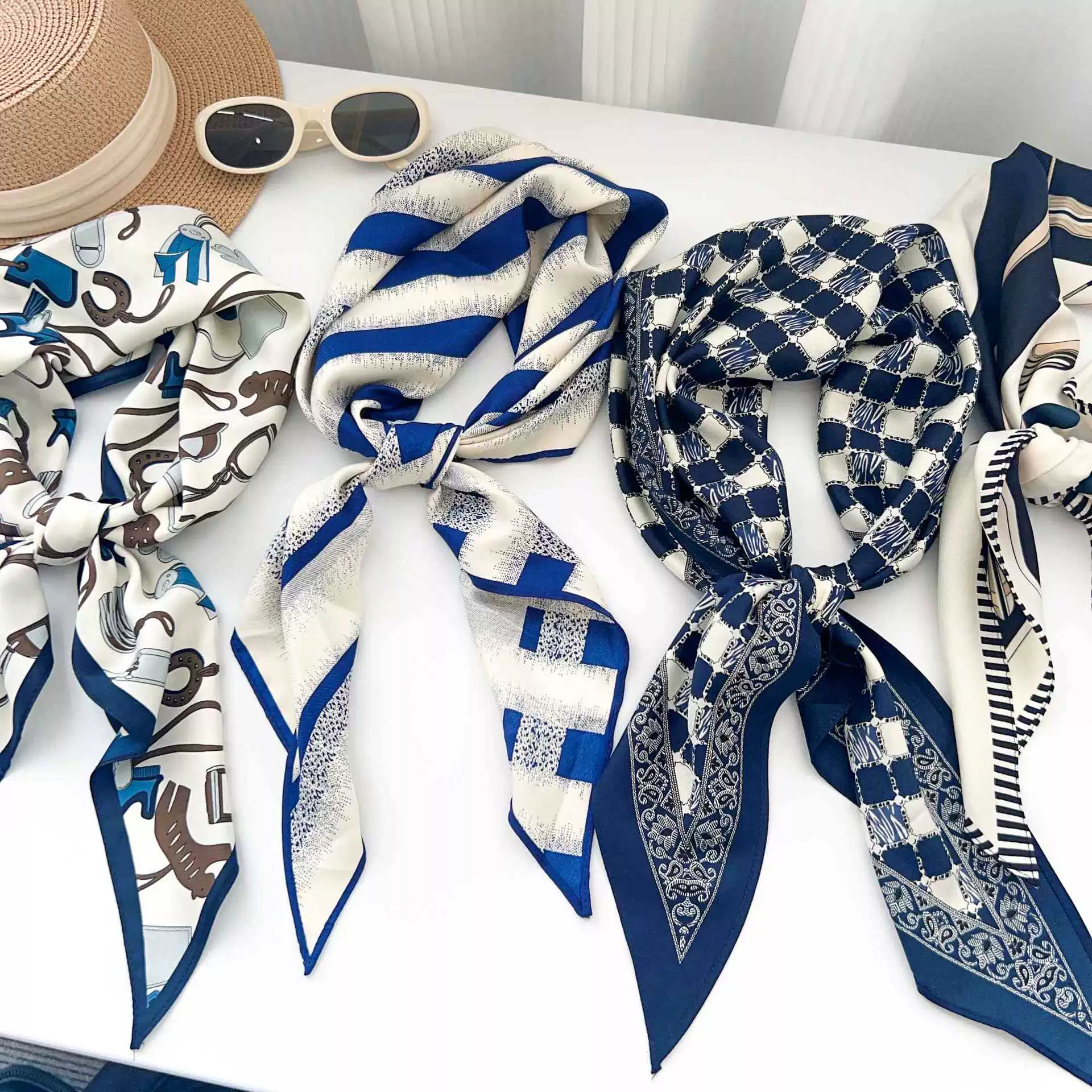 Polyester Stripe Triangle Scarf view 3