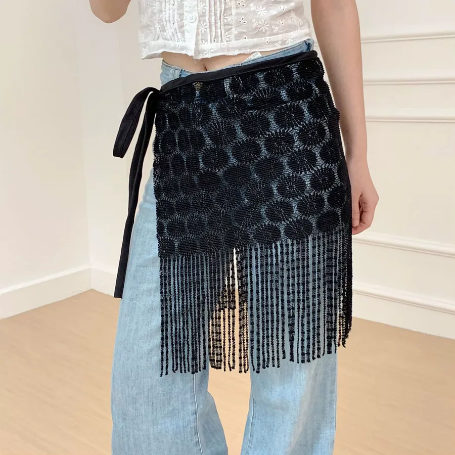 Mesh Skirt Scarf with Lace Trim view 2