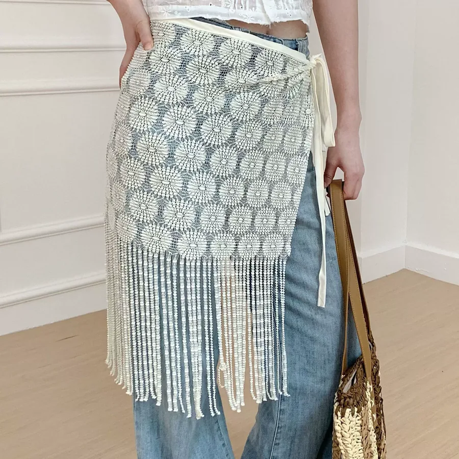 Mesh Skirt Scarf with Lace Trim view 4