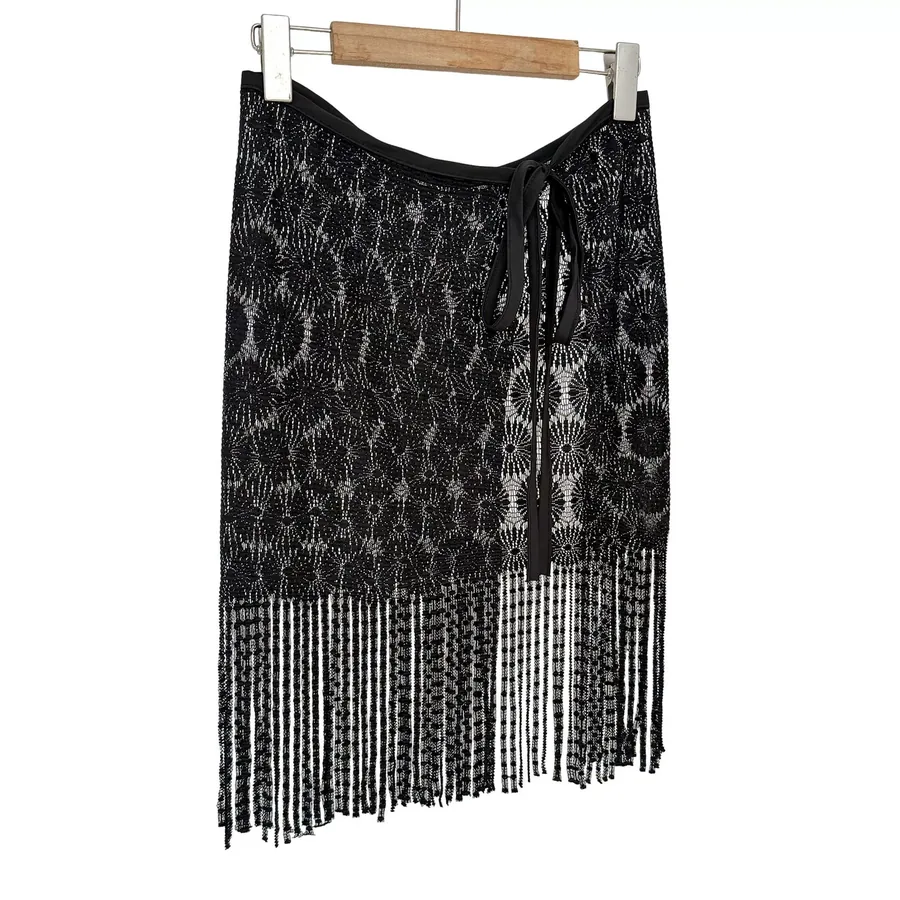 Mesh Skirt Scarf with Lace Trim view 5