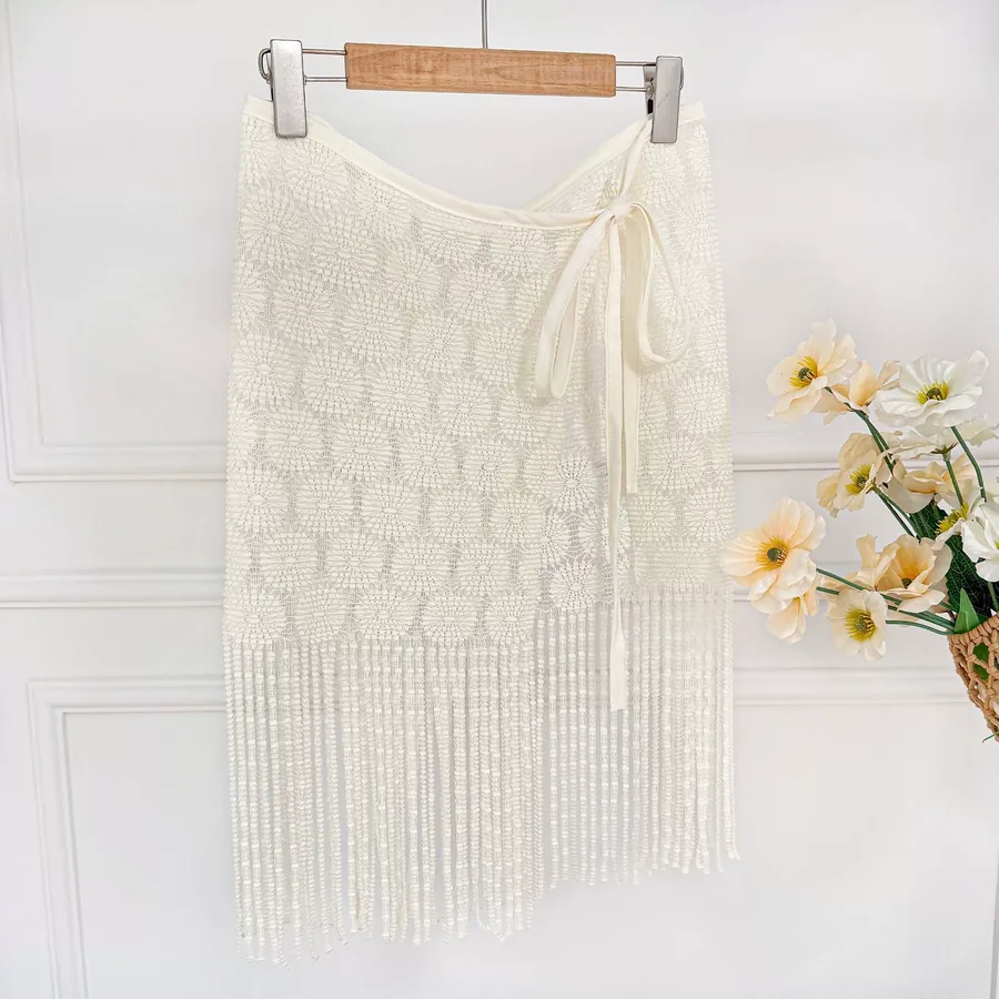 Mesh Skirt Scarf with Lace Trim view 7
