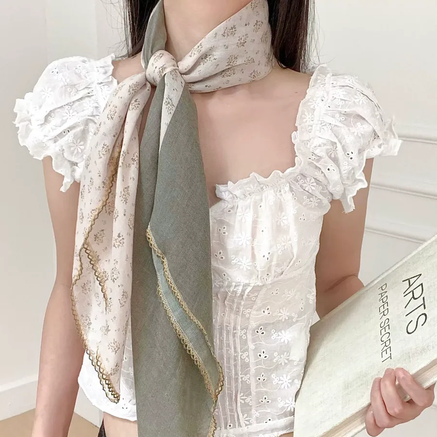 花柄コットンリネンスカーフ view 3