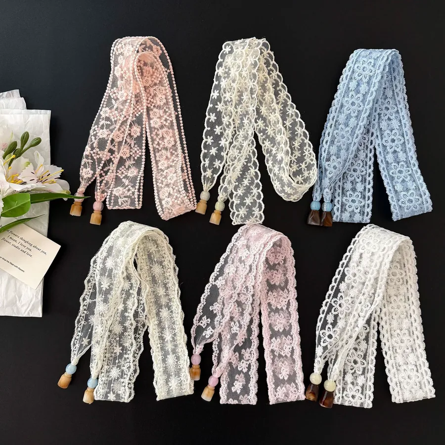 Lace Long Scarf with Pendant