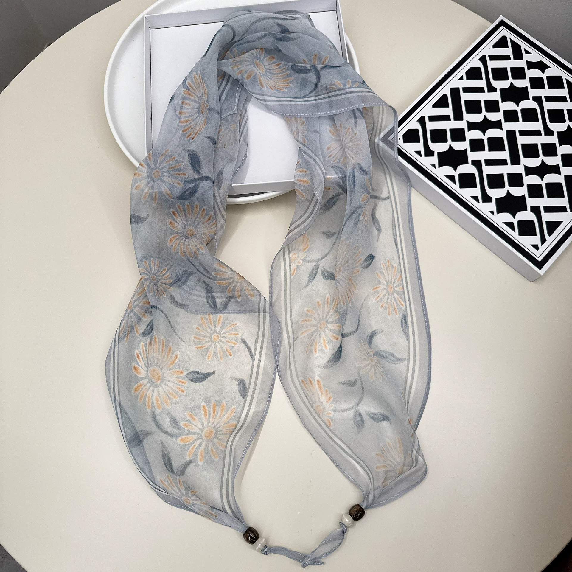 Silk Beaded Long Scarf view 3