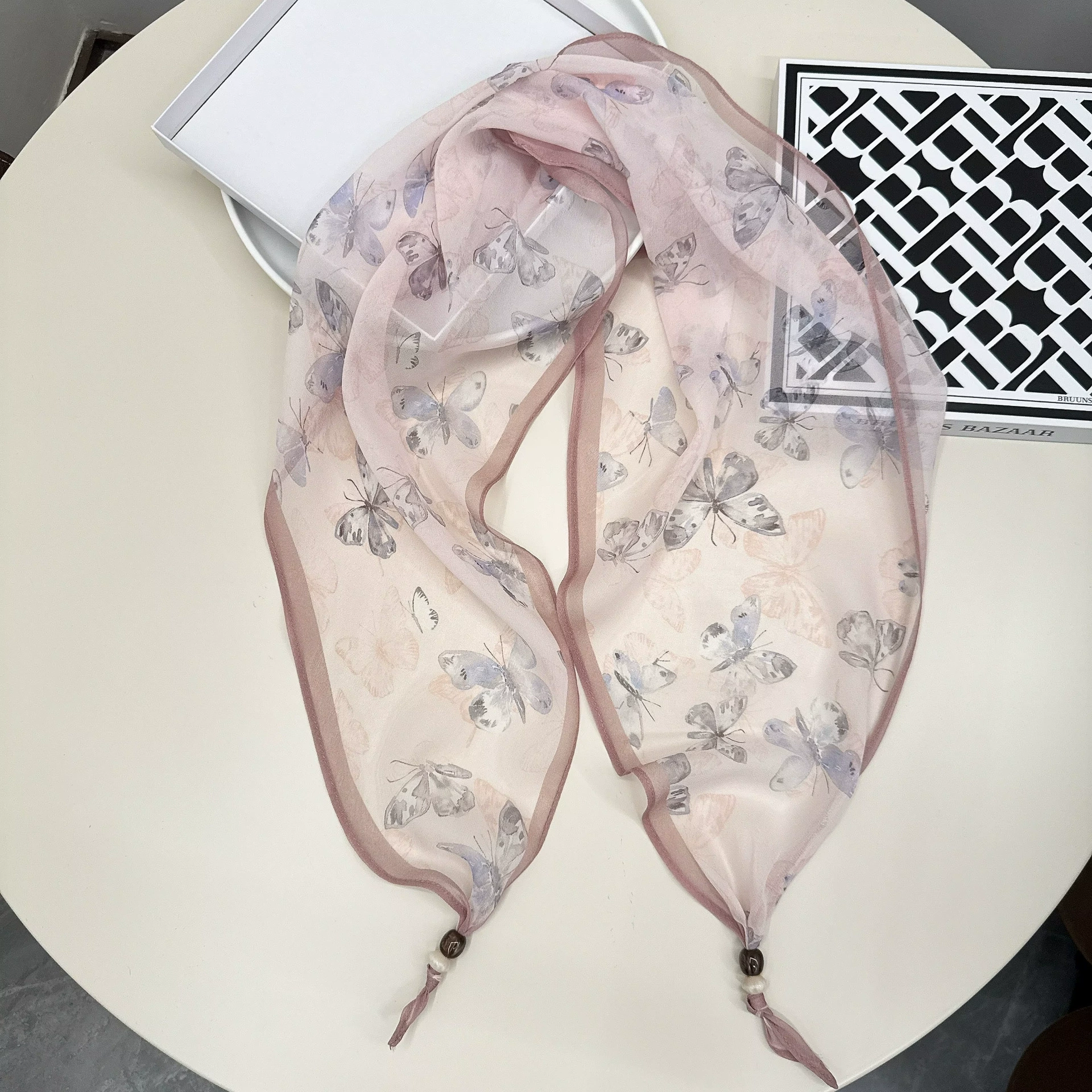 Silk Beaded Long Scarf view 8