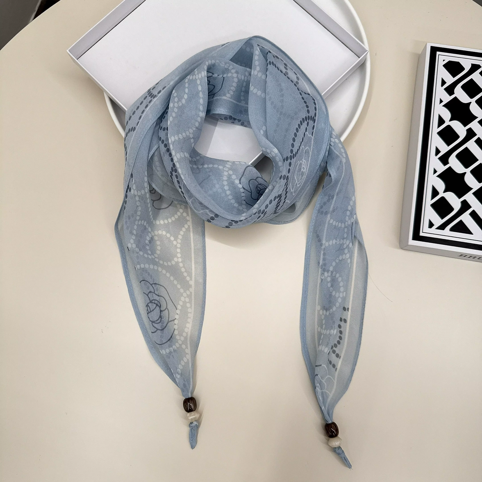 Silk Beaded Long Scarf view 9