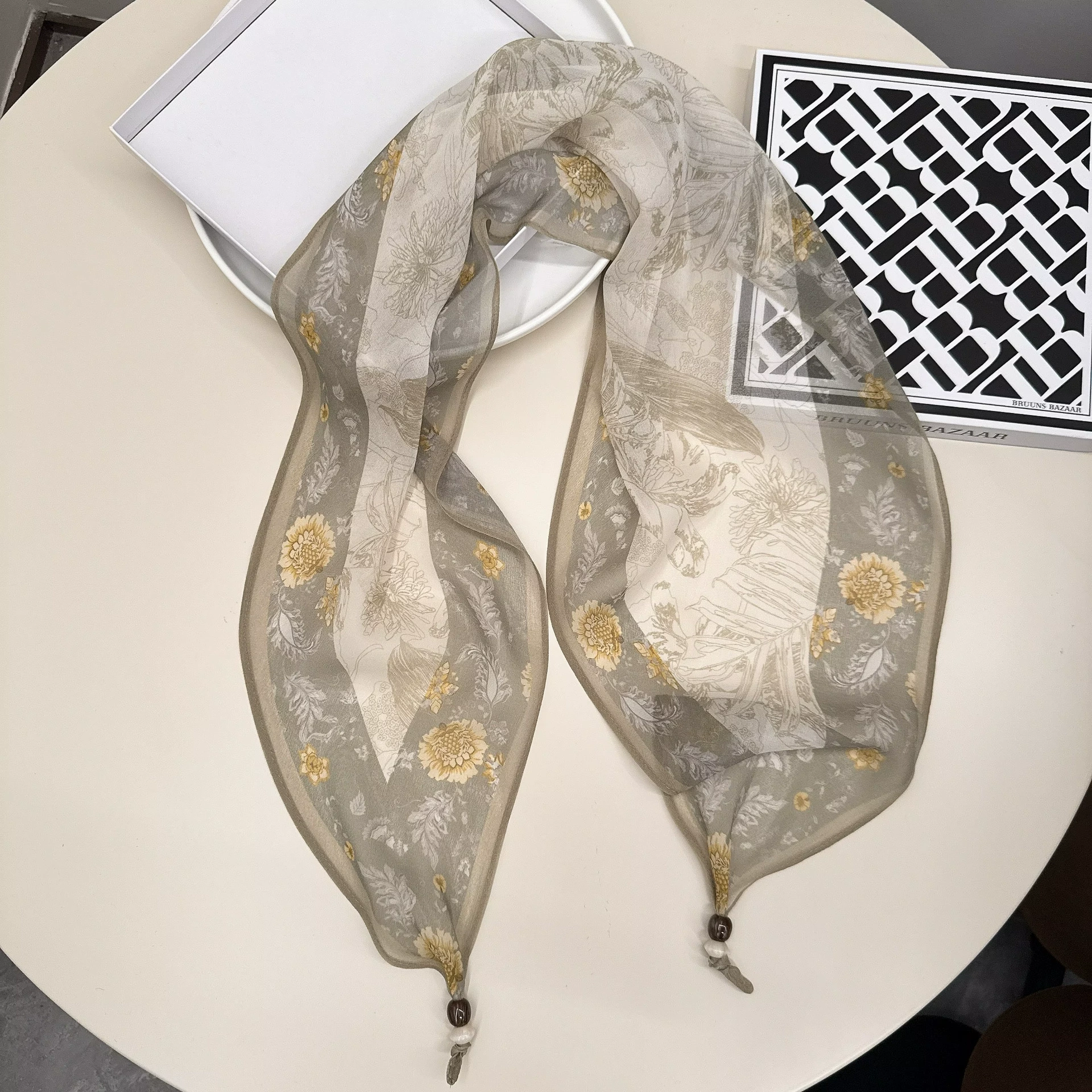 Silk Beaded Long Scarf view 10