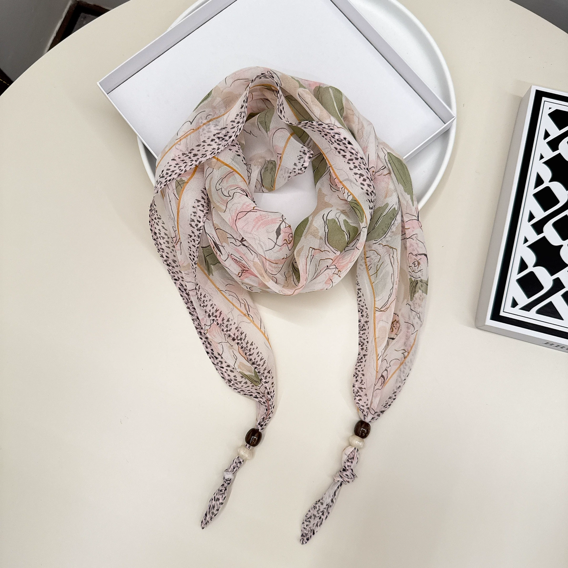 Silk Beaded Long Scarf view 12