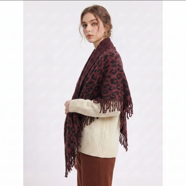 Leopard Knit Triangle Shawl view 2