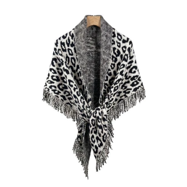 Leopard Knit Triangle Shawl view 5