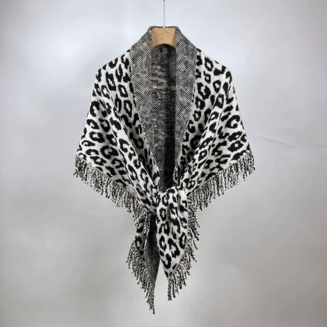 Leopard Knit Triangle Shawl view 6