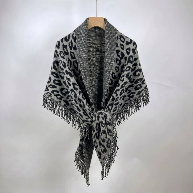 Leopard Knit Triangle Shawl view 7