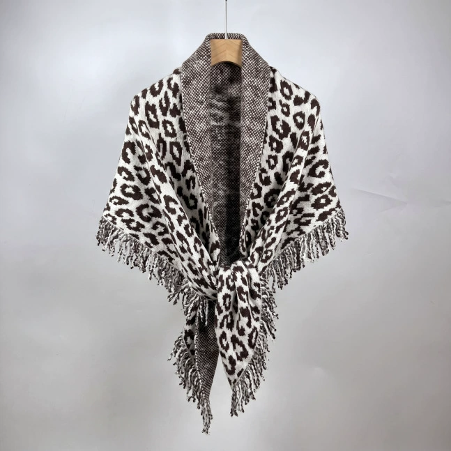 Leopard Knit Triangle Shawl view 8