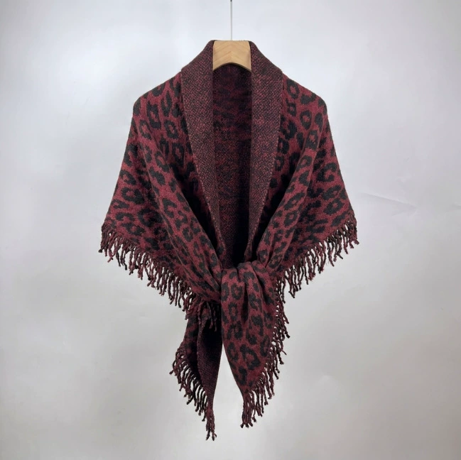 Leopard Knit Triangle Shawl view 10
