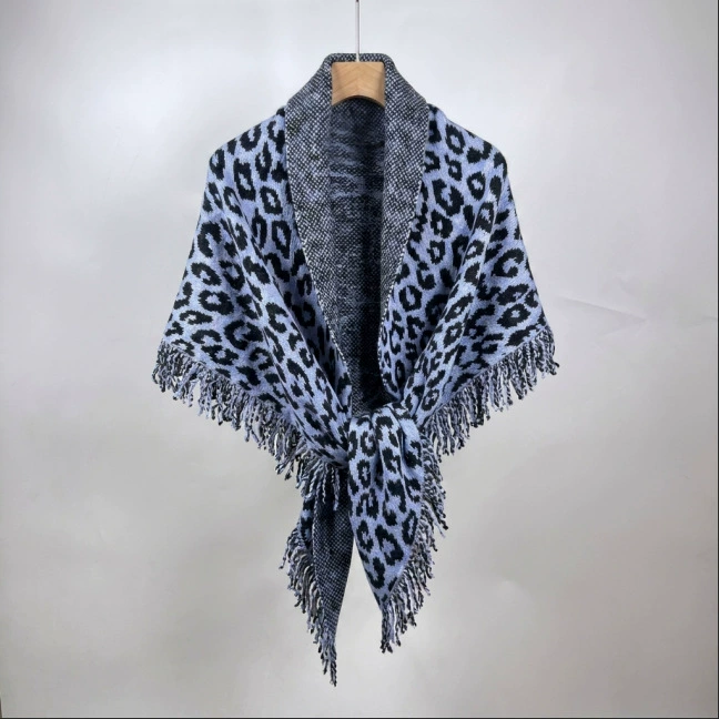 Leopard Knit Triangle Shawl view 11