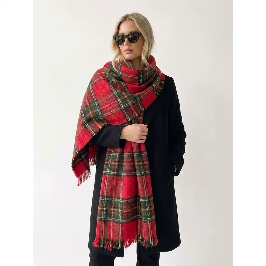Red Plaid Scarf view 3