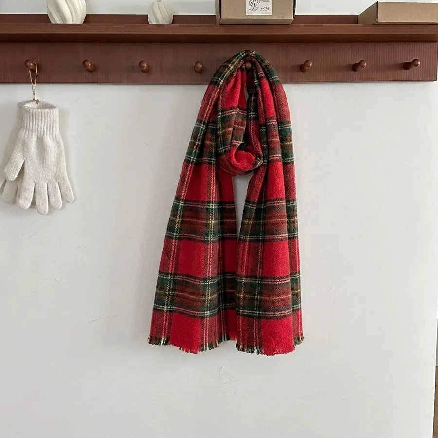 Red Plaid Scarf view 6