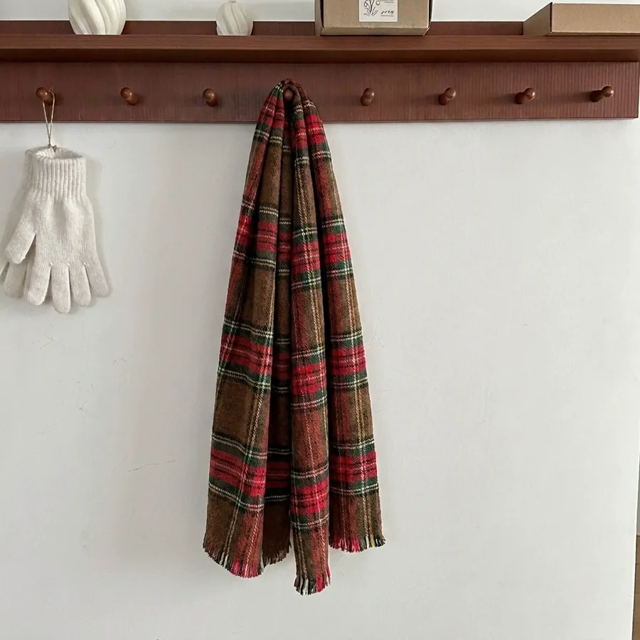 Red Plaid Scarf view 7