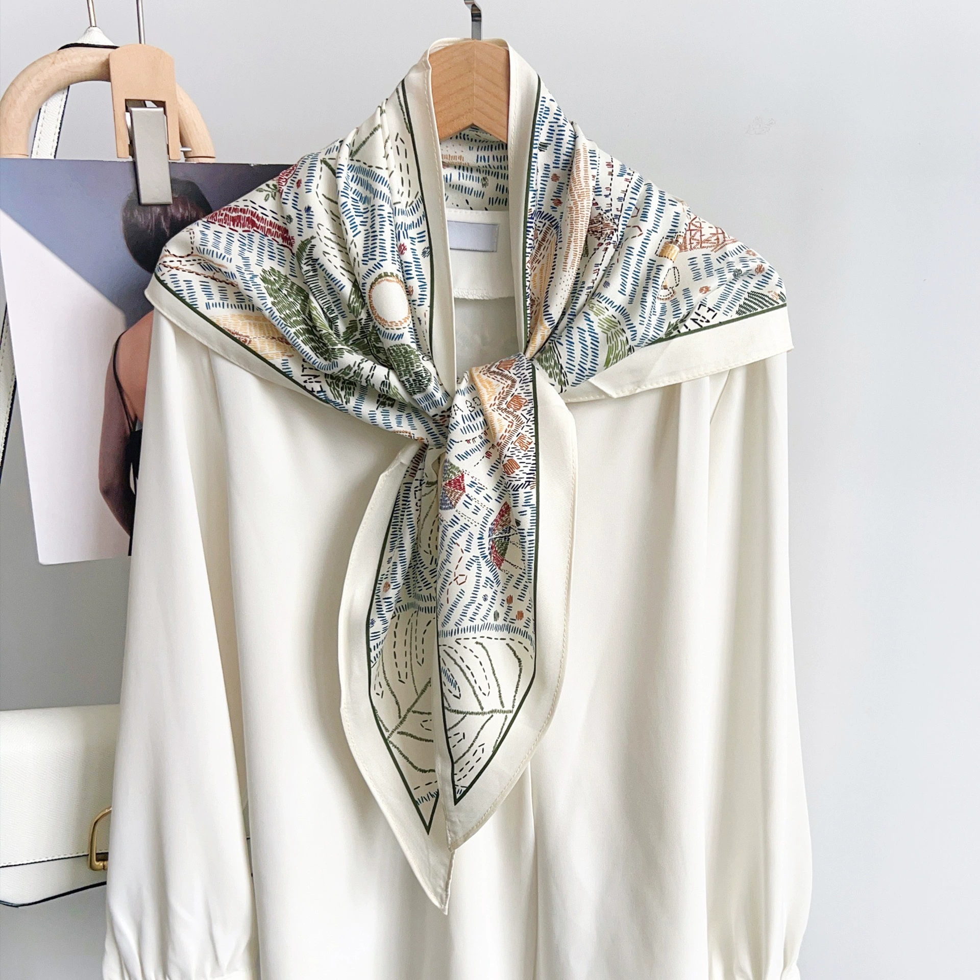 Polyester Art Print Triangle Scarf view 4