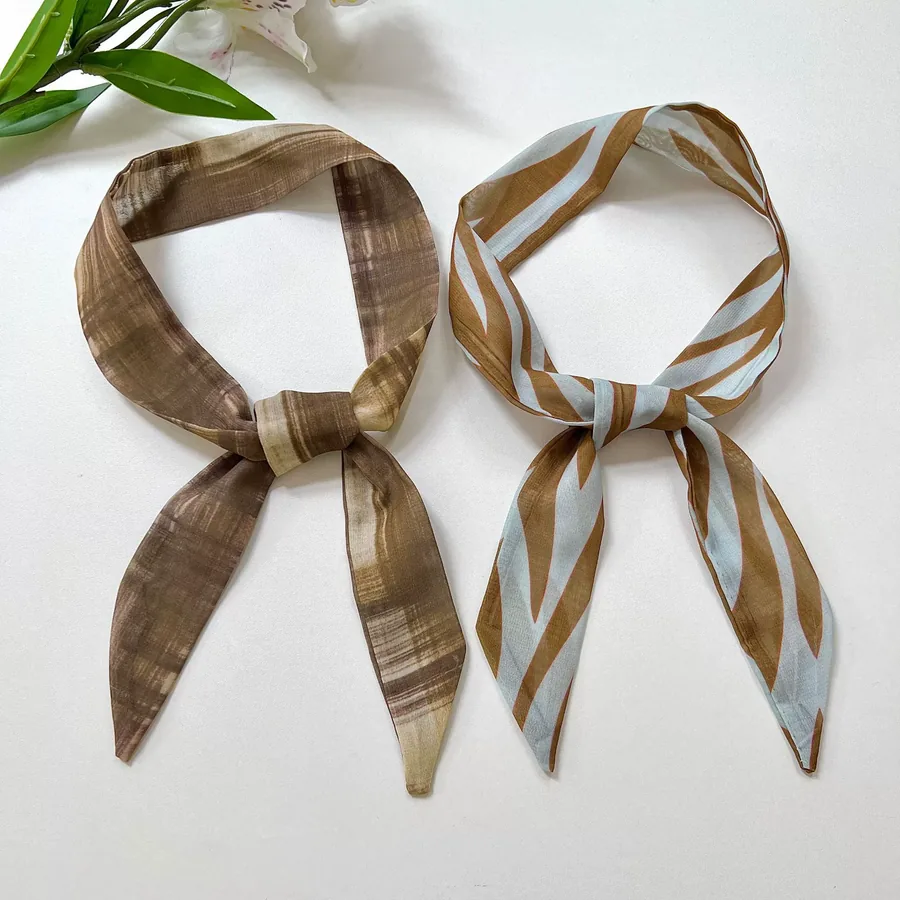 Chiffon Long Scarf with Retro Print view 2