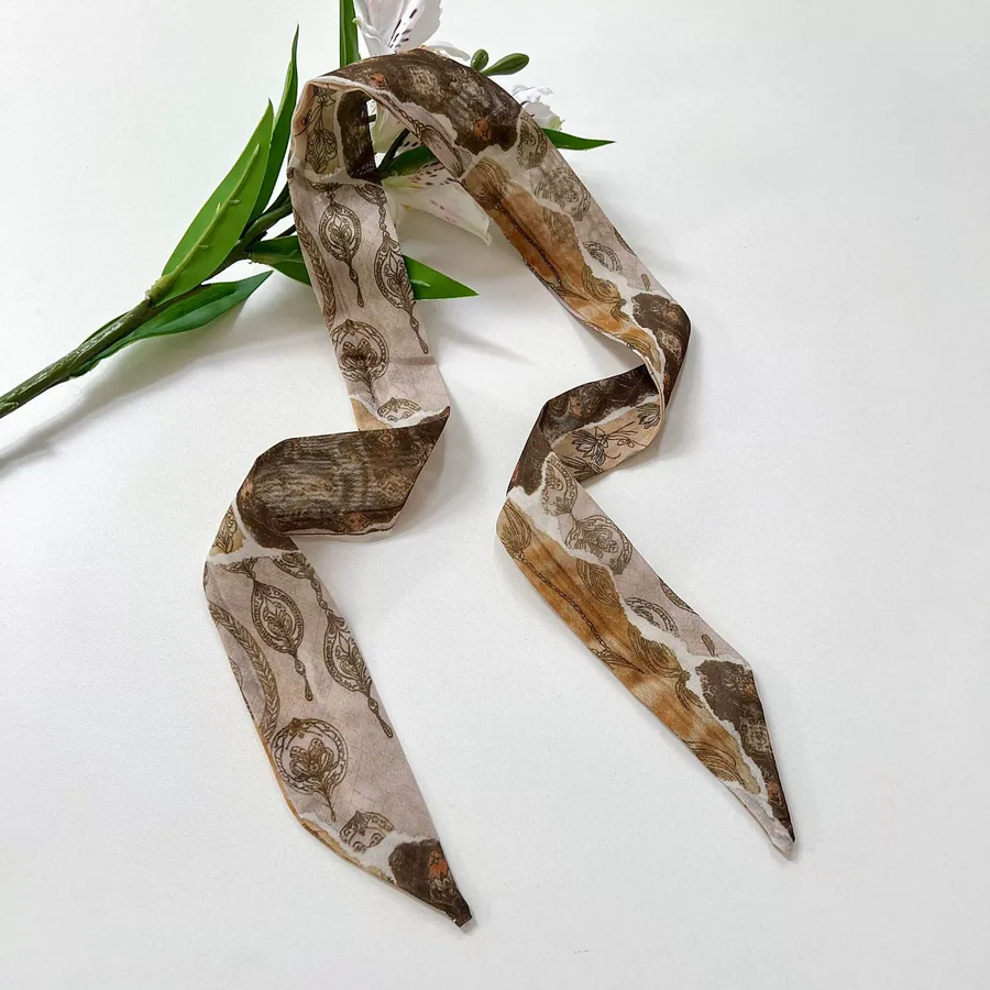 Chiffon Long Scarf with Retro Print view 6