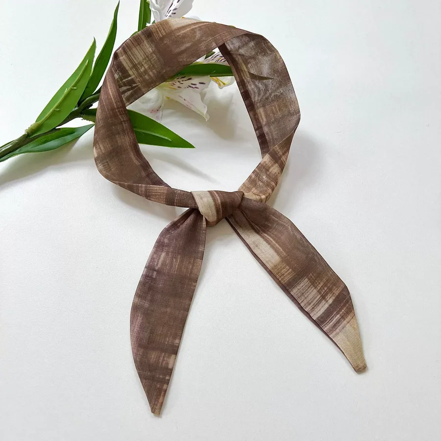 Chiffon Long Scarf with Retro Print view 7