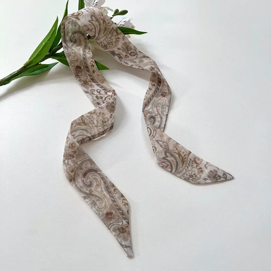 Chiffon Long Scarf with Retro Print view 11
