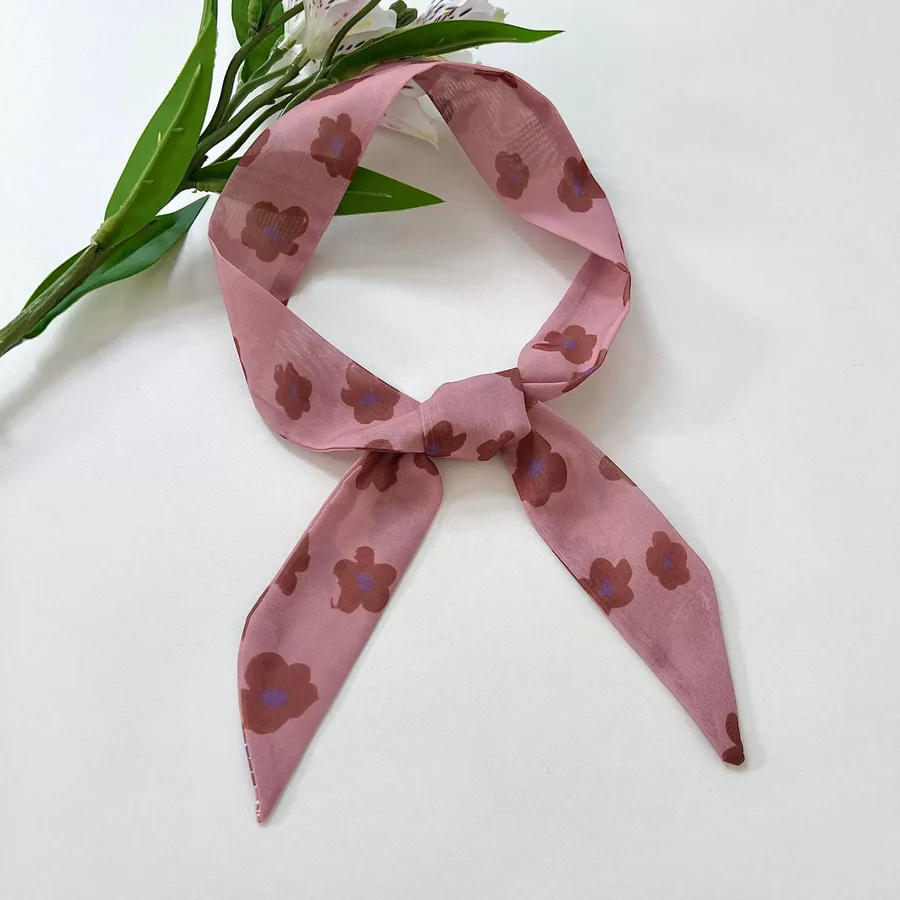 Chiffon Long Scarf with Retro Print view 12