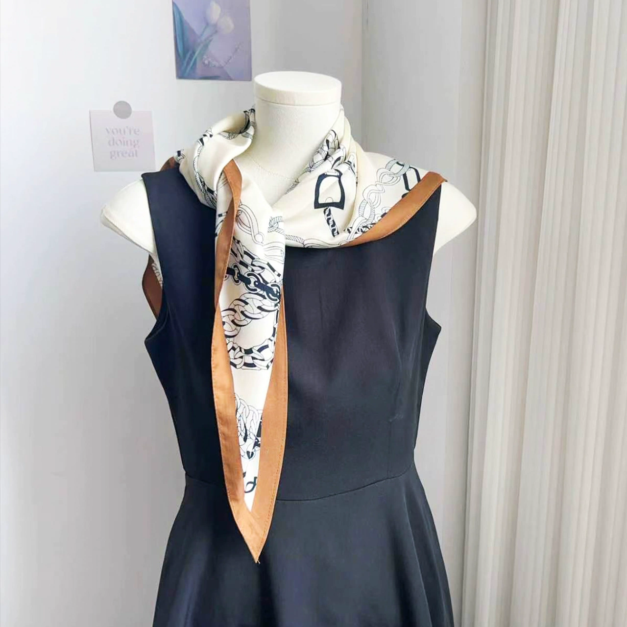 Polyester Chain Print Triangle Scarf view 3