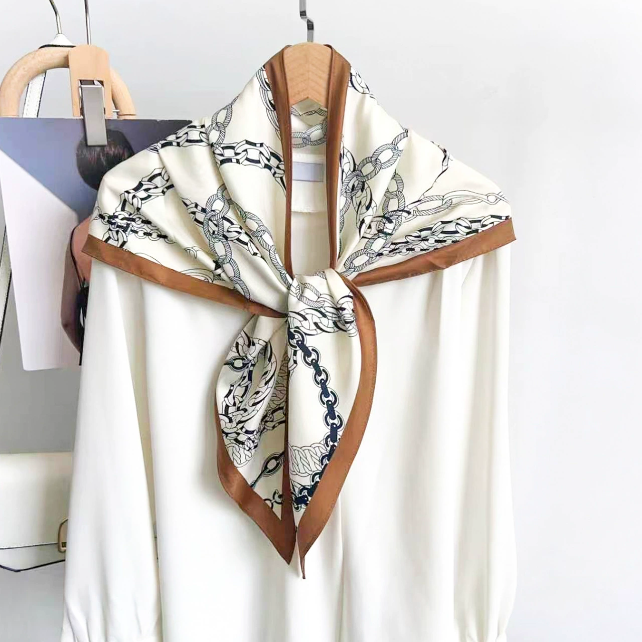 Polyester Chain Print Triangle Scarf view 4