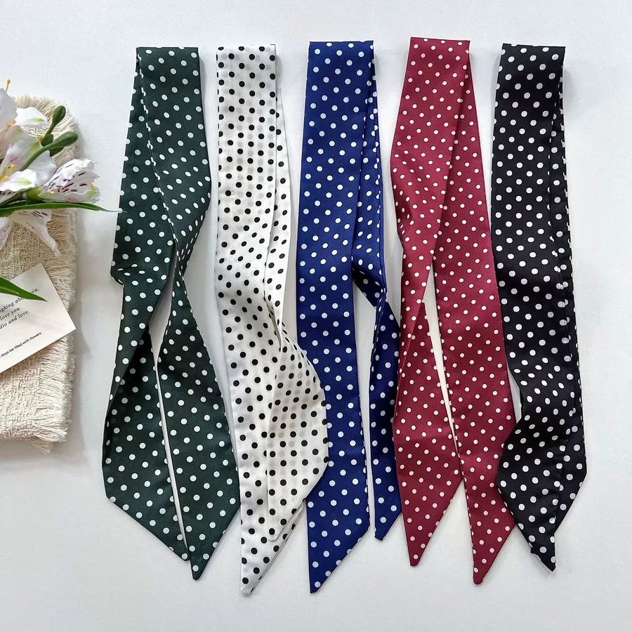 Polka Dot Head Scarf with Tie