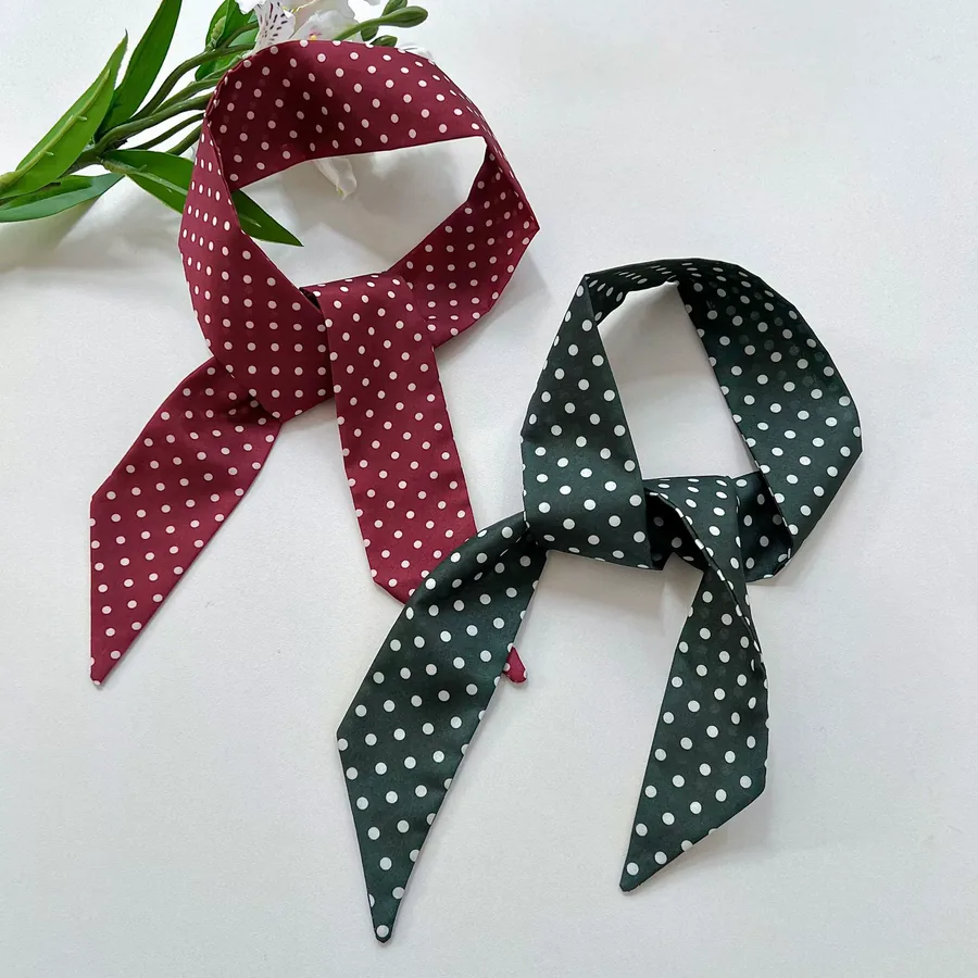 Polka Dot Head Scarf with Tie view 2