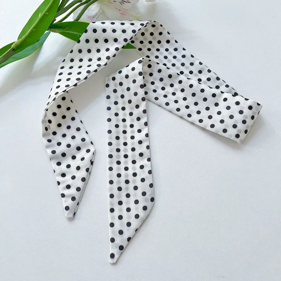 Polka Dot Head Scarf with Tie view 6
