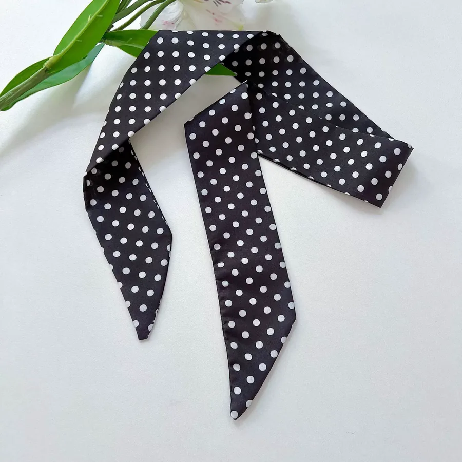Polka Dot Head Scarf with Tie view 7