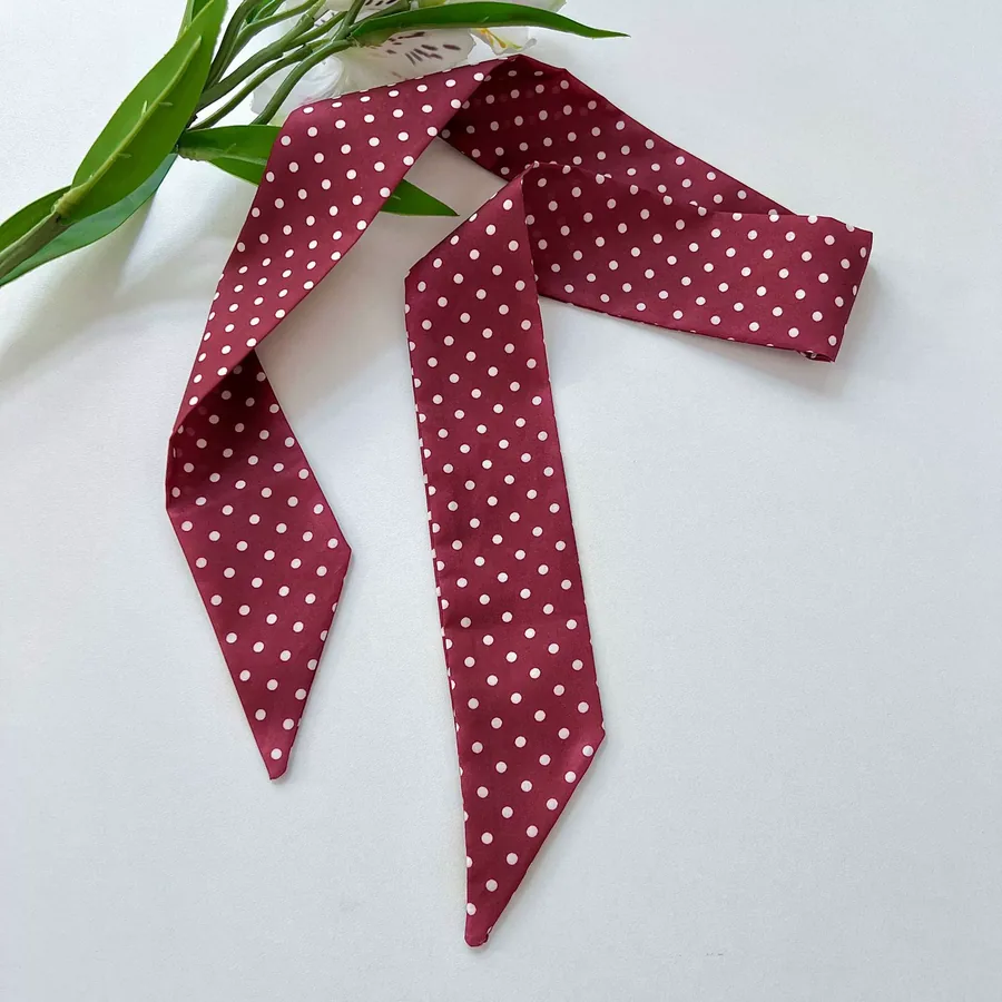 Polka Dot Head Scarf with Tie view 8