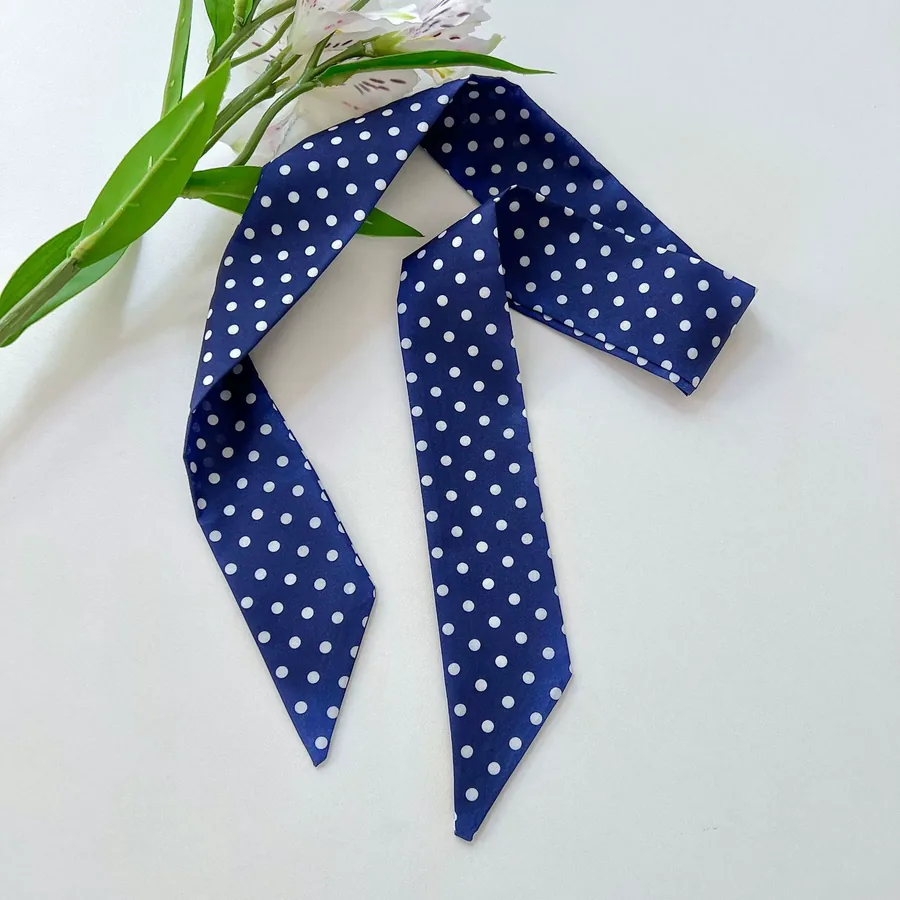 Polka Dot Head Scarf with Tie view 9