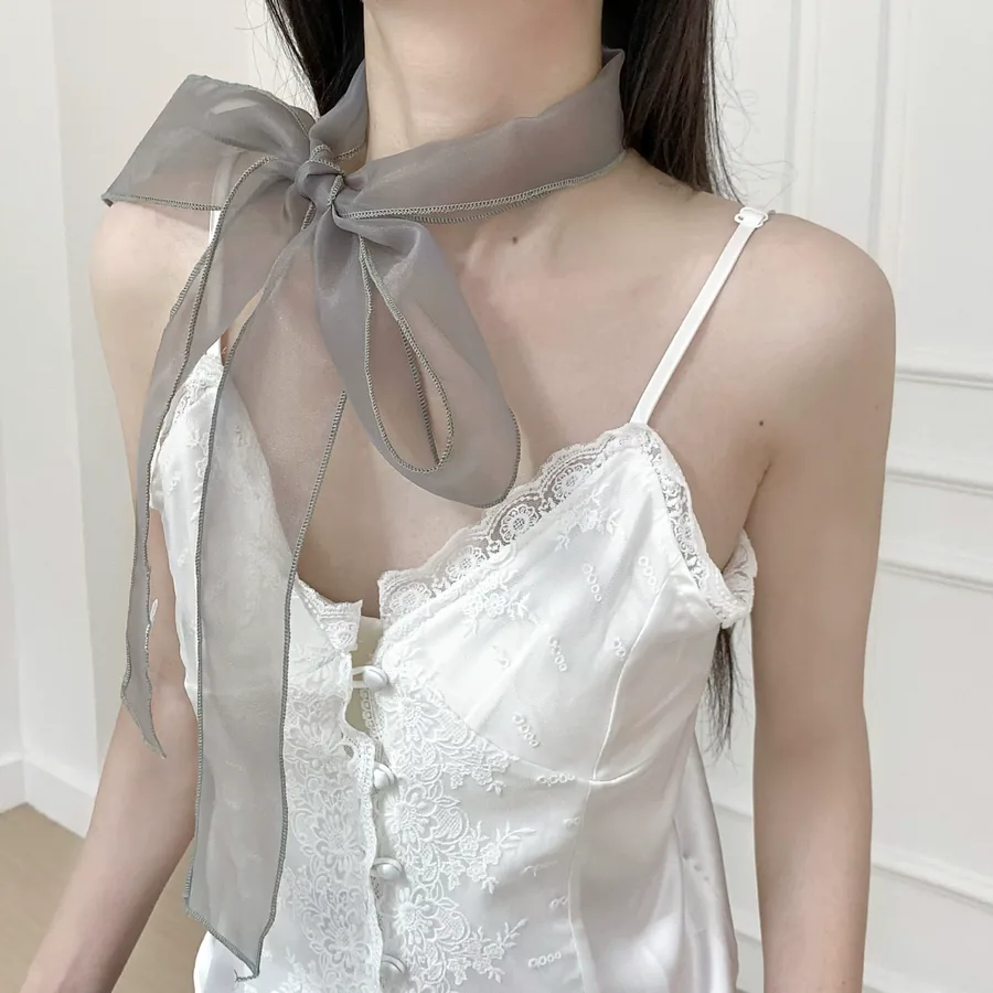 Solid Color Long Scarf with Tie view 2