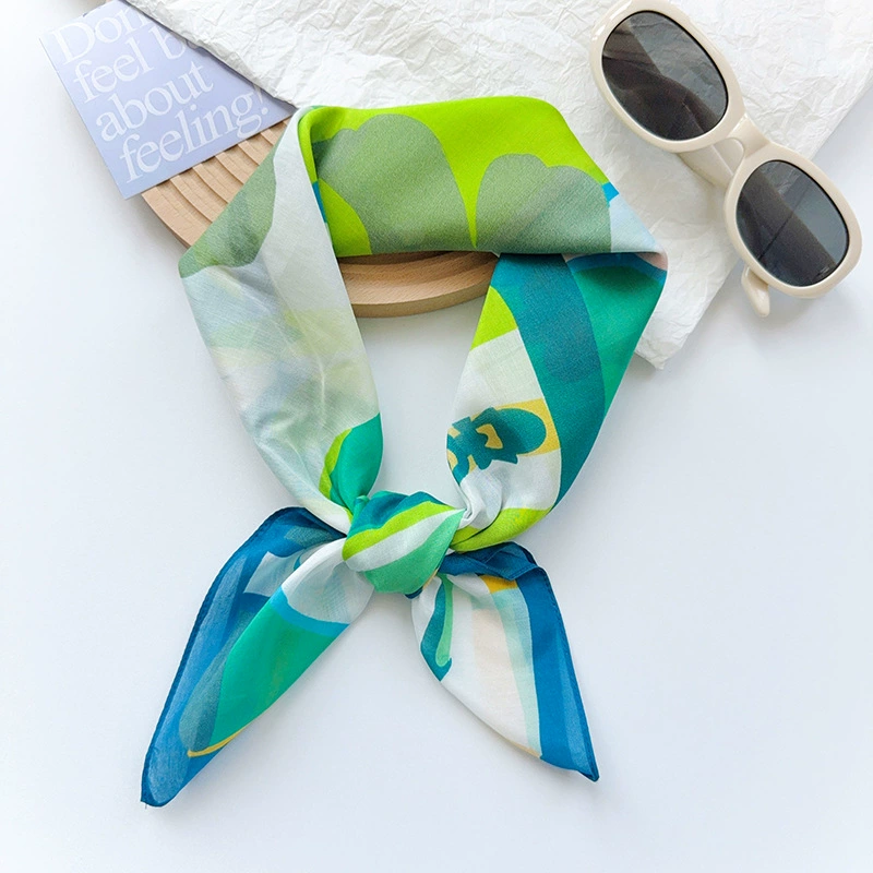 Silk Cotton Small Square Scarf view 4