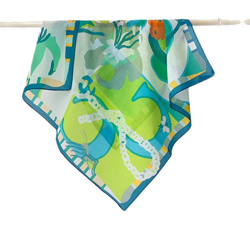 Silk Cotton Small Square Scarf view 5