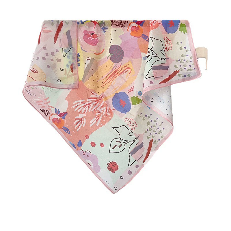 Petit foulard carré en soie et coton view 5