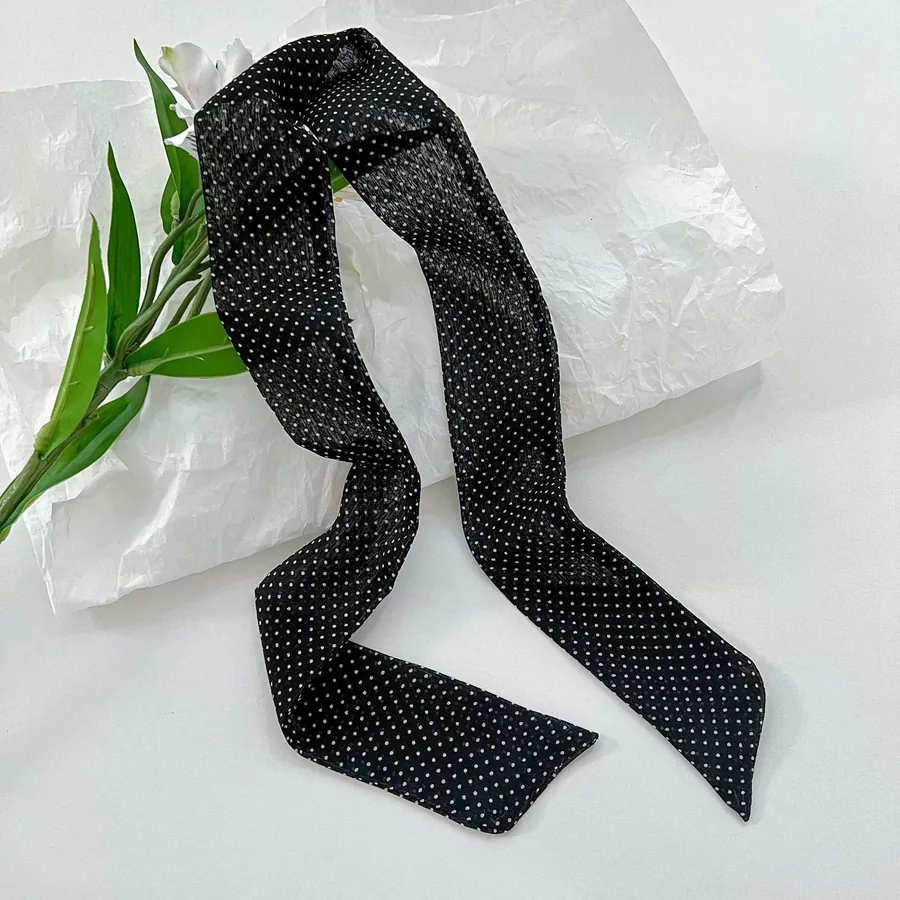 Polka Dot Narrow Scarf with Tie view 6