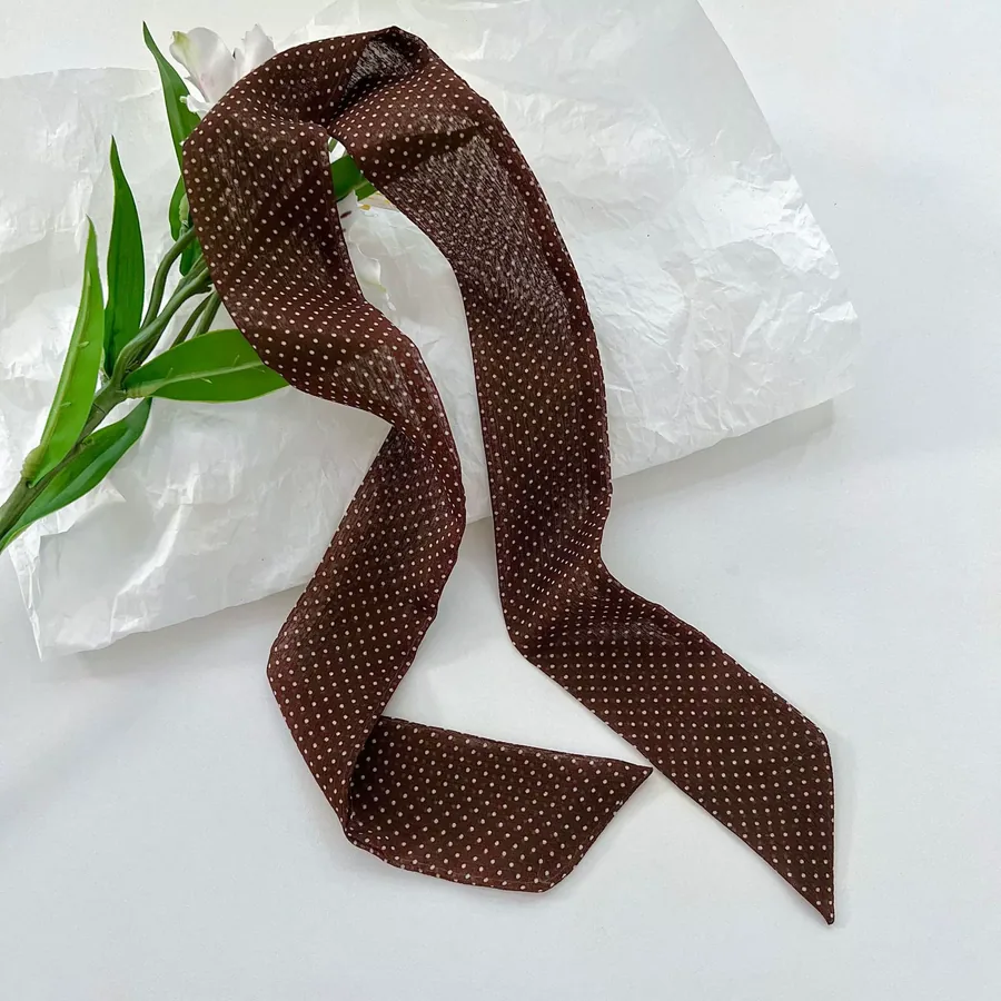 Polka Dot Narrow Scarf with Tie view 7