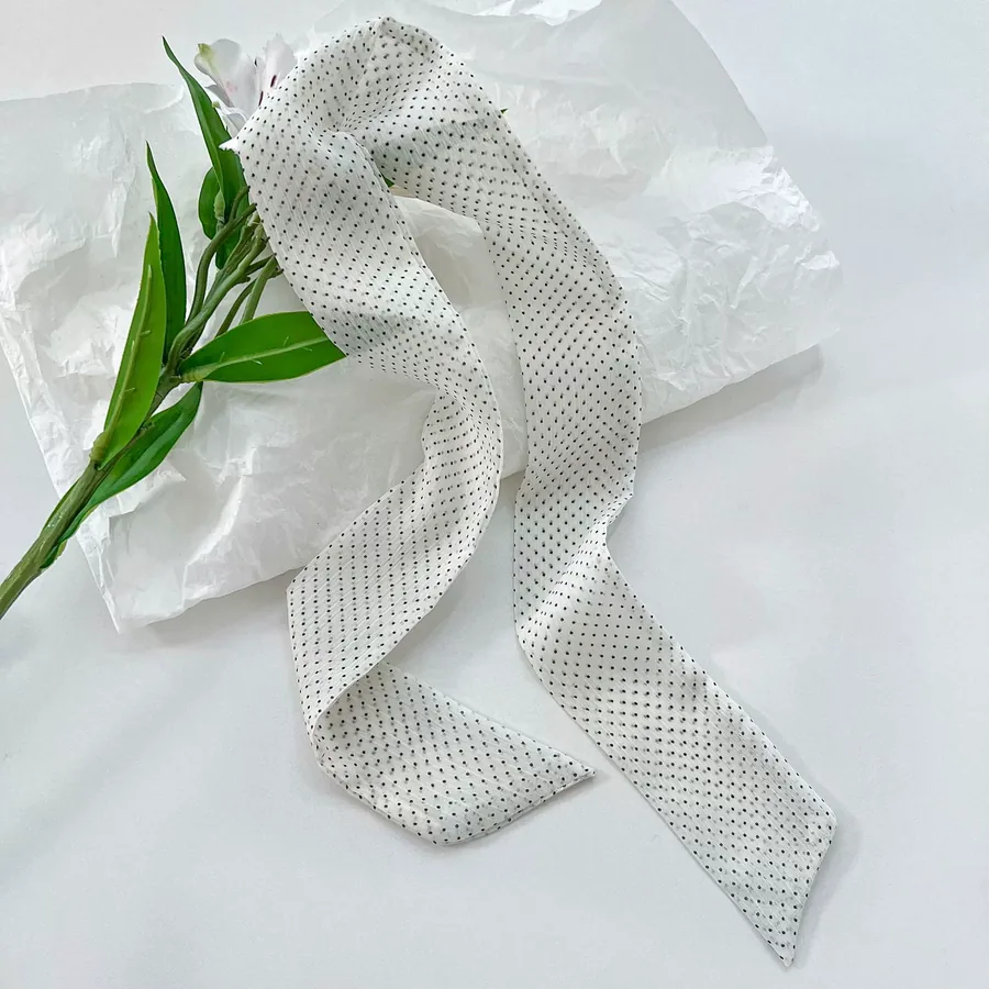 Polka Dot Narrow Scarf with Tie view 8