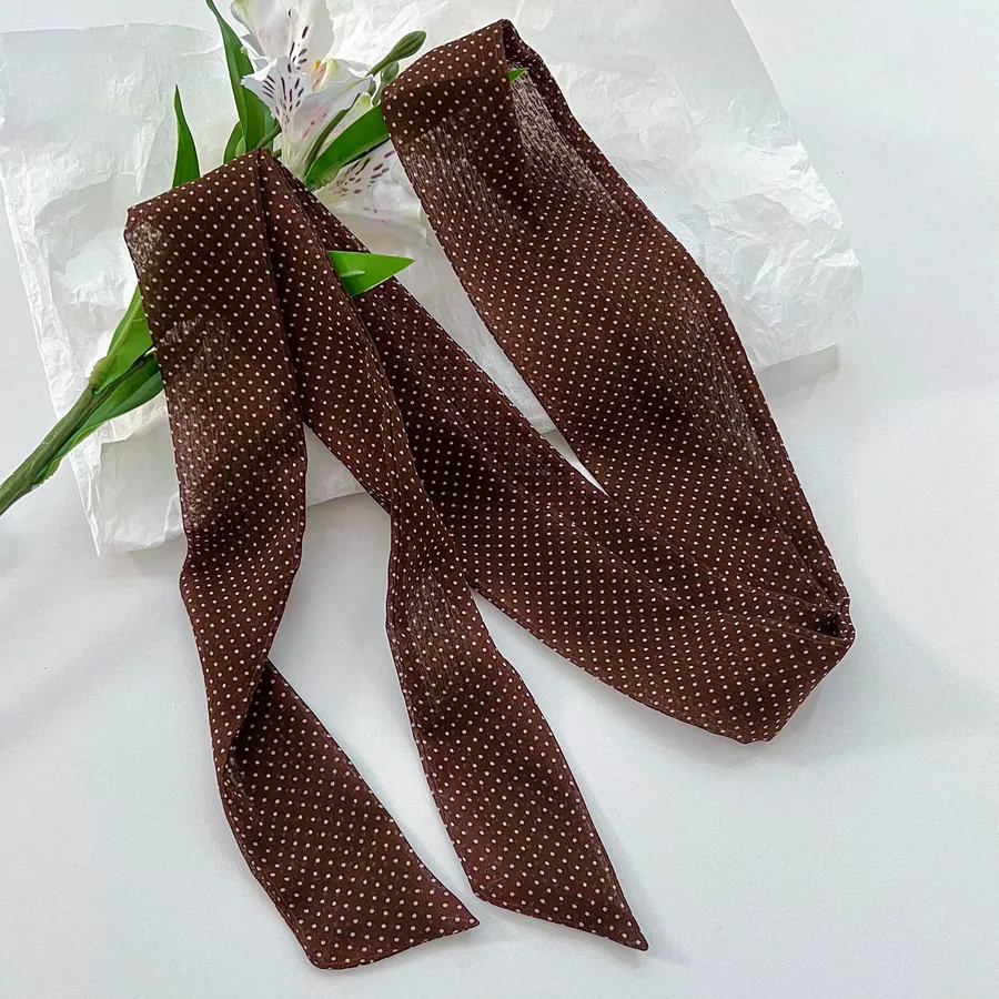 Polka Dot Narrow Scarf with Tie view 10