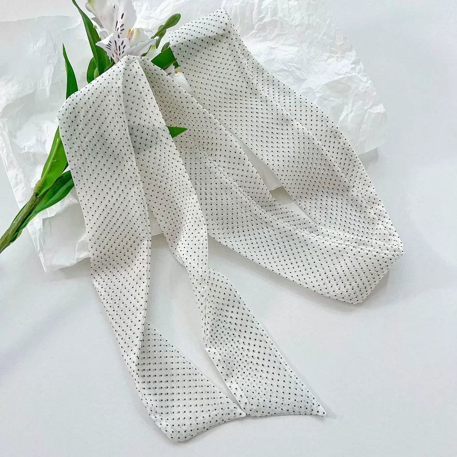Polka Dot Narrow Scarf with Tie view 11